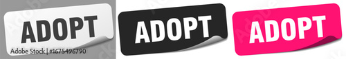 adopt sticker. adopt sticker set on white background