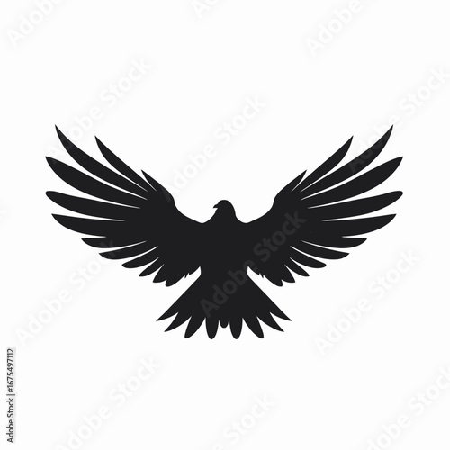 Powerful eagle with outstretched wings, bold vector illustration silhouette