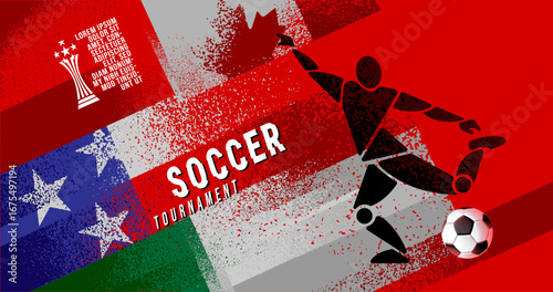 Dynamic soccer tournament vector background set featuring colorful geometric shapes