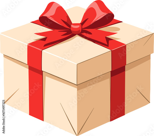 Gift Box Wrapped With Red Ribbon Present Holiday Package