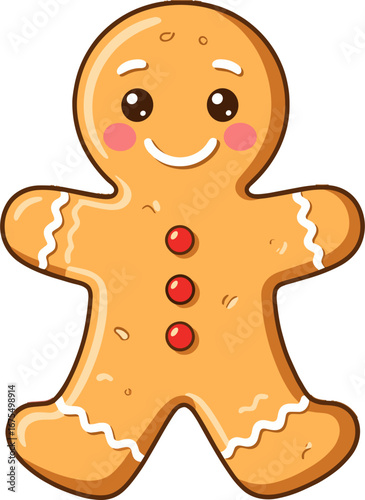 Cute Smiling Gingerbread Man Cookie Christmas Holiday Treat