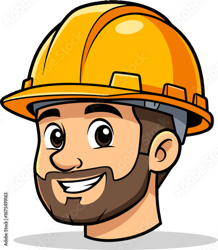Smiling Male Construction Worker Hardhat Safety Headshot