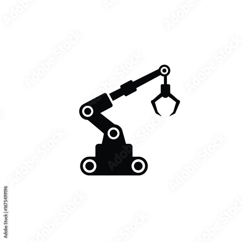 Black robotic arm with claw mechanical industrial