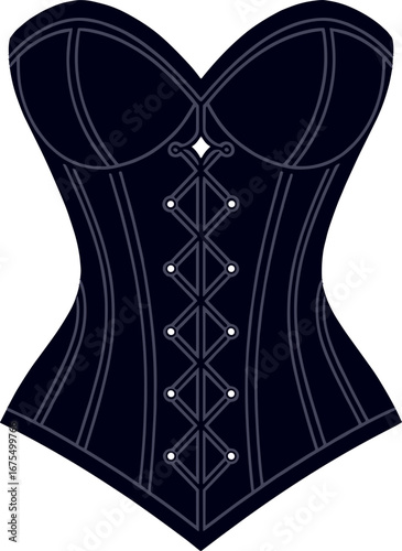 Black Corset Laced Waist Shaping Underbust Fashion Apparel
