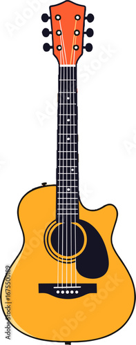 Acoustic Guitar Orange Neck Music Instrument For Songwriting