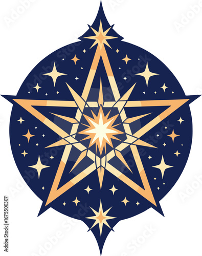 Nautical Star Compass Rose Symbol Navigation Emblem