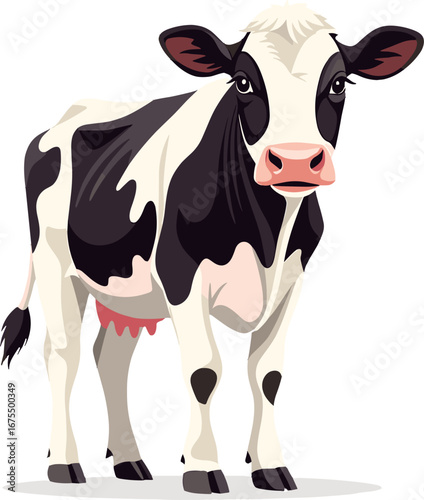 Black White Holstein Cow Standing Front View Dairy Farm Animal