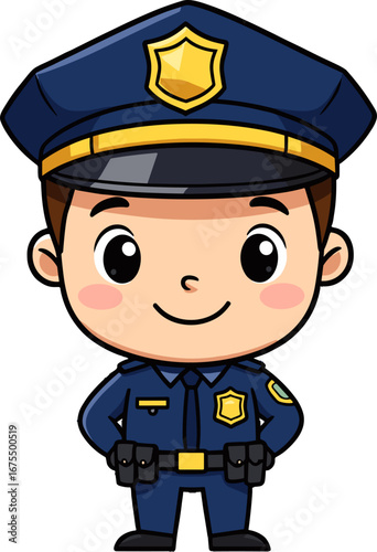 Cute Police Officer Character Cartoon Kids Safety Mascot