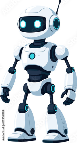 Friendly Humanoid Robot Character Futuristic Technology Mascot