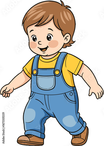 Smiling Baby Boy Walking Toddler Learning To Walk Kids Illustration