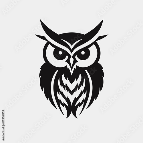 Striking owl design, elegant lines creates mesmerizing nocturnal bird species silhouette