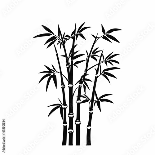 Striking depiction of bamboo plant with graphic design vector art silhouette