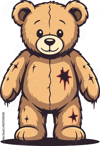Teddy Bear Plush Toy With Holes And Worn Fur Cute Stuffed Animal