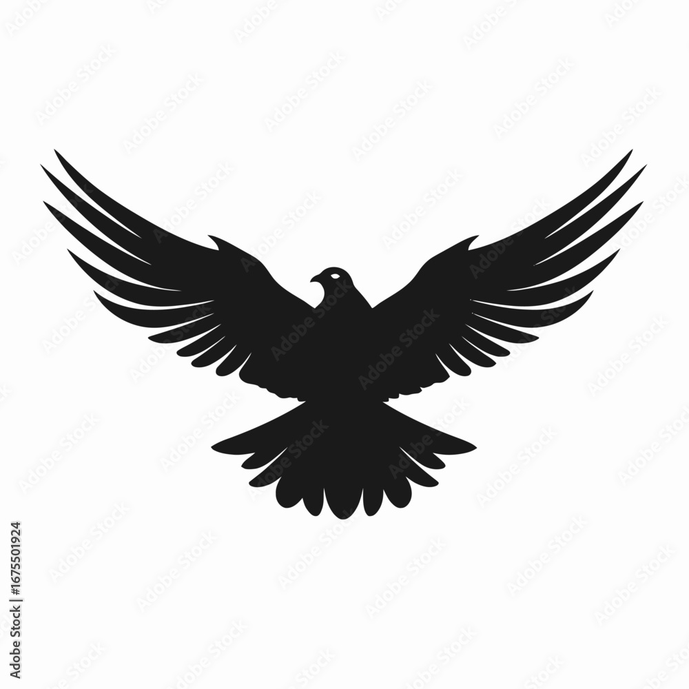 Fototapeta premium Majestic bird soars with open wings, creating a powerful abstract silhouette