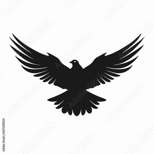 Majestic bird soars with open wings, creating a powerful abstract silhouette