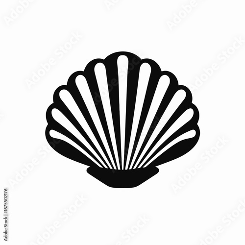 Exquisite simplicity showcases a beautiful scallop, elegant seashell, sea art, silhouette