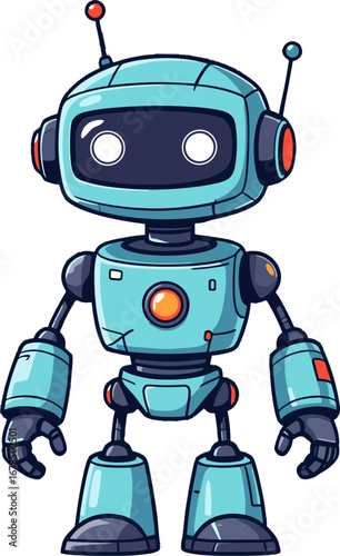 Cute Blue Robot Character Futuristic Friendly Tech Mascot