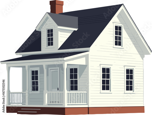 White Farmhouse Porch Residential Building Cottage Home Exterior