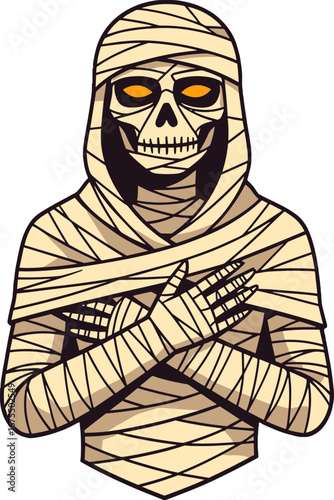 Halloween Mummy Skeleton Wrapped Bandages Horror Character