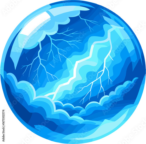 Blue Lightning Storm Orb Energy Sphere Magic Ball