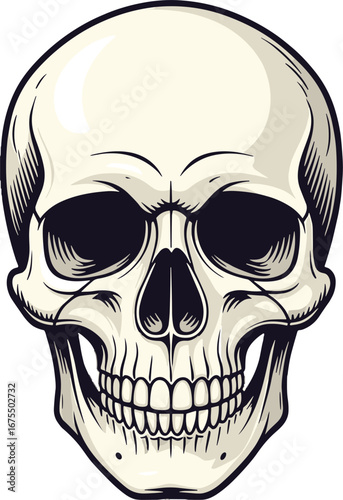 Human Skull Front View Detailed Anatomy Head Symbol Tattoo