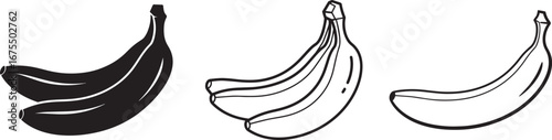 Banana Vector Set with Multiple Styles, Black and White Illustrations