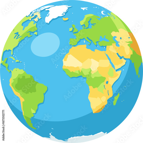 Colorful Earth Globe Map World Hemisphere Illustration