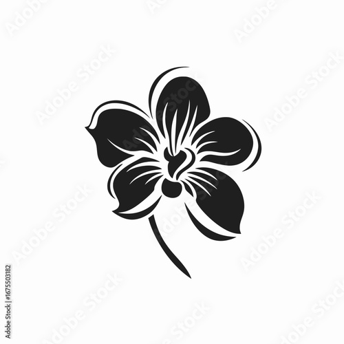 Stylized orchid illustration exhibiting elegant floral pattern and graphic design silhouette