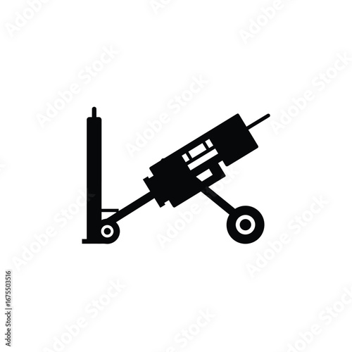 Black hydraulic jack lifting mechanism vector