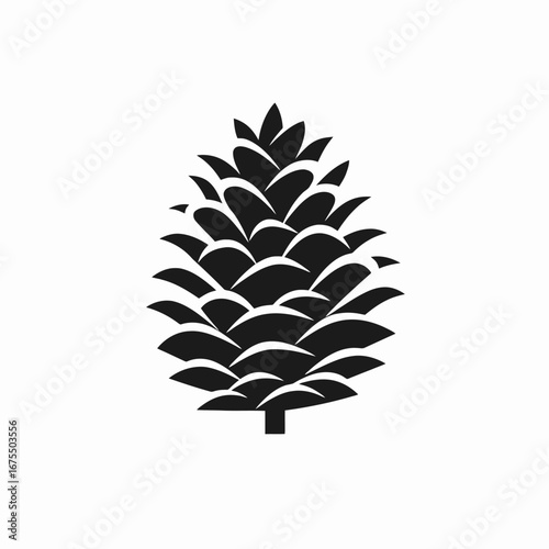 Elegant botanical pinecone illustration isolated against white backdrop, a sleek silhouette