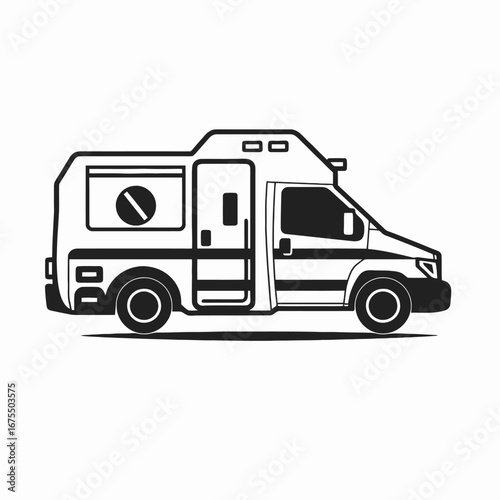 Modern recreational vehicle illustration showcasing automotive design and simple travel silhouette