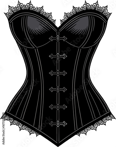 Black Lace Corset Bustier Sexy Lingerie Clothing Fashion