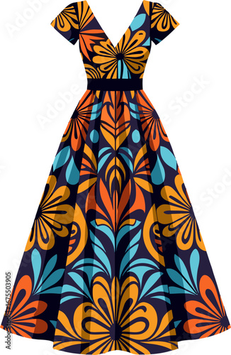 Floral Maxi Dress Vibrant Pattern Summer Fashion Wear