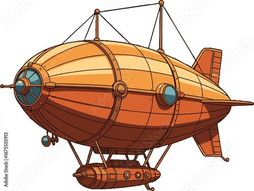 Retro Steampunk Airship Zeppelin Flying Machine Vintage Transport