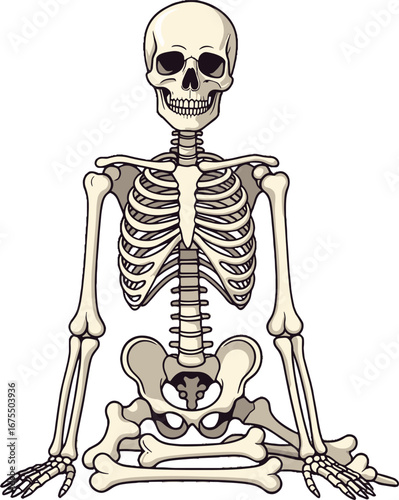 Human Skeleton Sitting Position Anatomy Medical Illustration