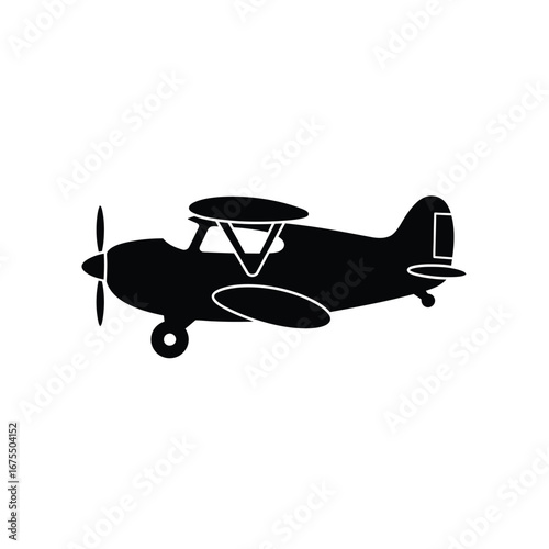 Classic biplane silhouette flying through the sky representing aviation and vintage aircraft