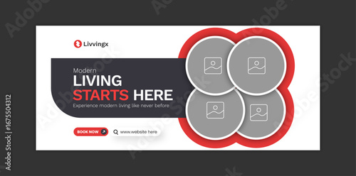 Real estate  social media facebook cover or web banner design template 