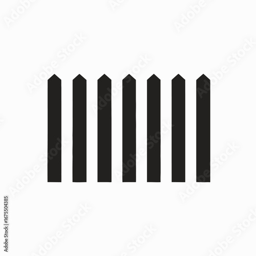 Graphic wooden fence with pointed tops, a simple vector silhouette