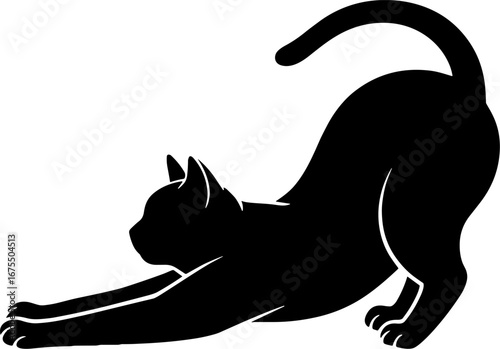 Stretching Cat Silhouette Design for Pet Lovers and Home Decor