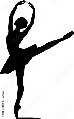 Elegant Silhouette of Ballerina in Dance Pose for Artistic Projects