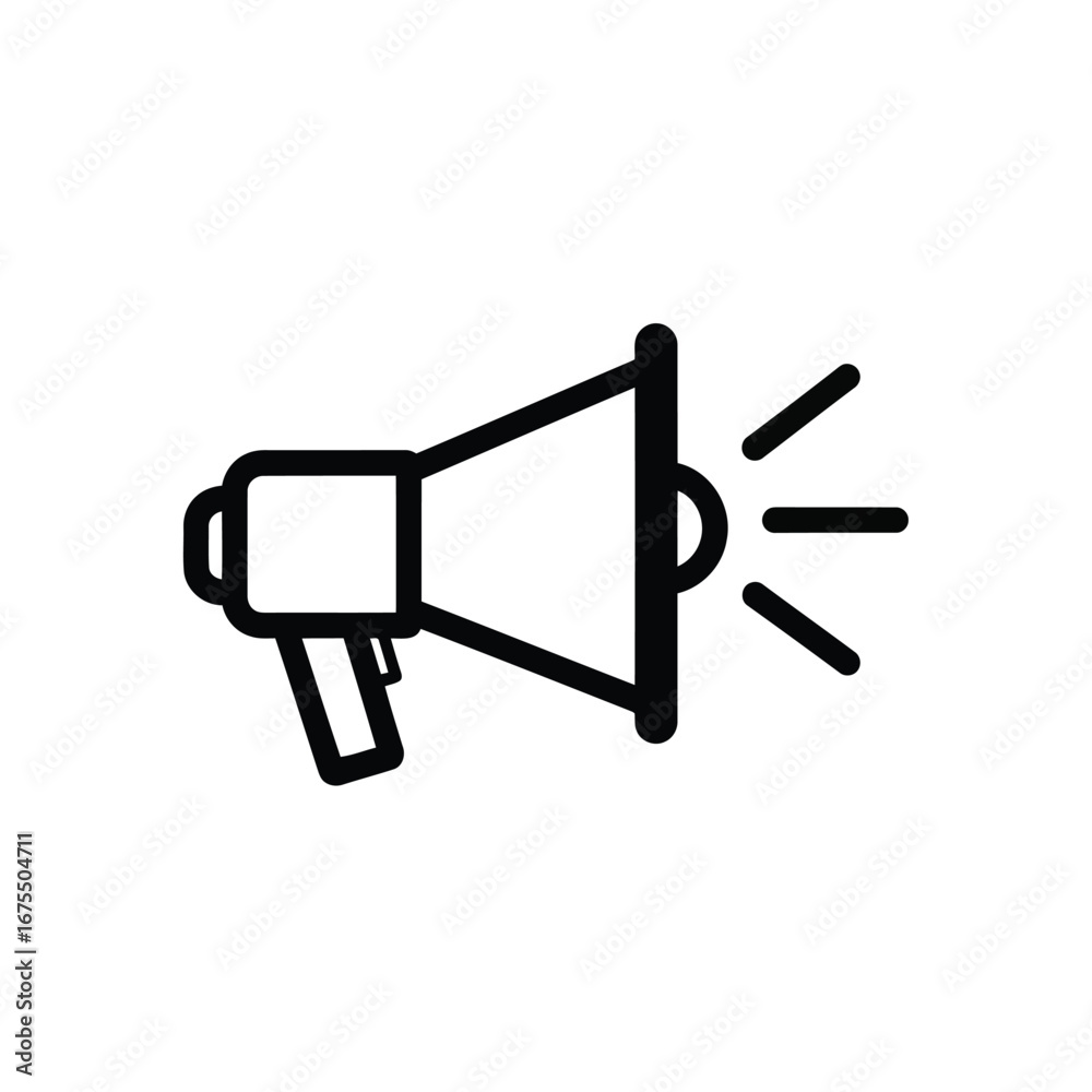 Fototapeta premium Vector illustration of black and white megaphone icon for communication
