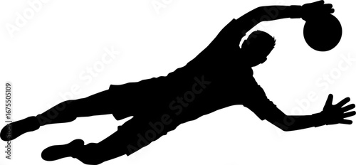 Dynamic Silhouette of a Goalkeeper Making an Epic Save in Soccer