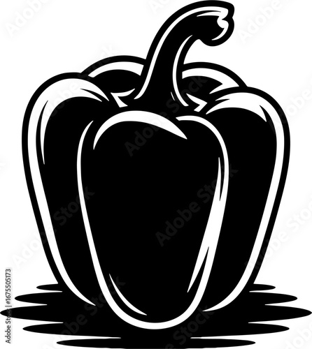 Stylized Black Bell Pepper Graphic Suitable for Culinary Designs