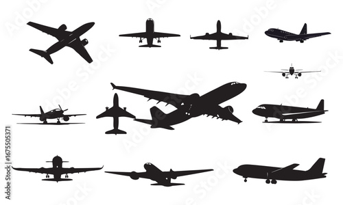 Airplanes and Aviation – Aircraft Silhouettes, Flight and Travel Designs

