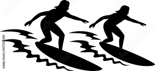Dynamic Surfers Engaging in Thrilling Ocean Waves