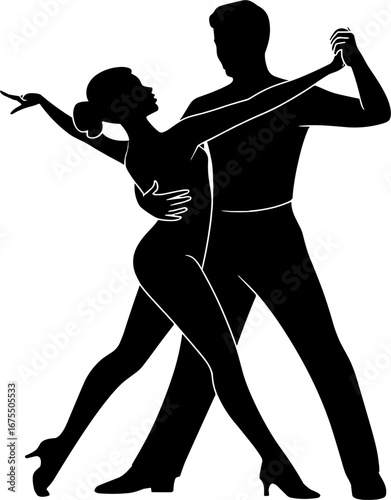 Elegant Couple Dancing Silhouette for Dance Studio and Decor