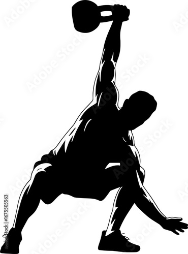 Dynamic Weightlifting Silhouette with Kettlebell in Action