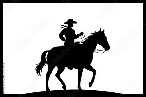 Cowboy Riding Horse Silhouette Vector for Western Theme Art Projects