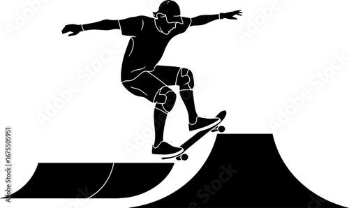 Skateboarder Performing Tricks on Ramp with Dynamic Motion