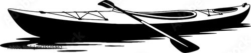 Elegant Black Silhouette of a Kayak with Paddle on Water